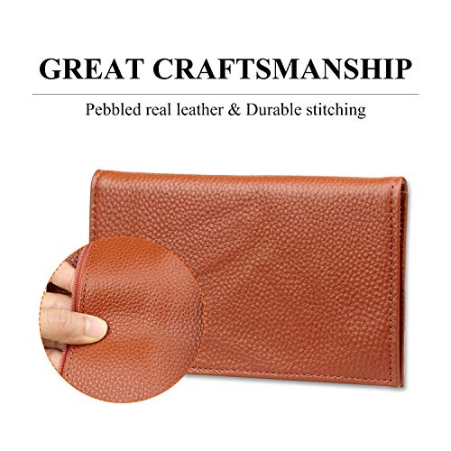 Kosibate Premium Genuine Leather Hookah Cigarette Tobacco Pouch Case W/Rolling Tip Paper Holder Slot Christmas Xmas Gift (Brown)