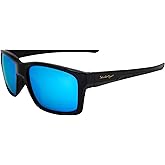 Islander Eyes Roatan Polarized Sunglasses for Men or Women Square-Shaped Black Frame w/Blue Mirror Lens