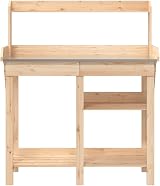 vidaXL Potting Bench - Solid Fir Wood, Zinc-Top, Garden Storage view 5