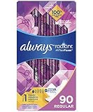 Always Radiant Feminine Pads for Women, Size 1, 90 Count, Regular Absorbency, Light Clean Scent (30 Count, Pack of 3 - 90 Count Total)