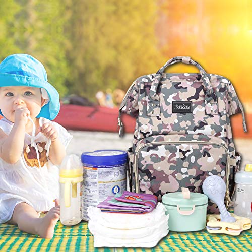 MultiFunction Camo Baby Boy Diaper Bag for Dad Mum, Large Capacity