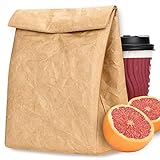 Lunch Bag for Men, Women, Kids, Tyvek Leakproof Insulated Lunch Box, Lightweight Tote Cooler Thermal Lunch Kit, Reusable Eco-friendly Lunch Pack for Work/School/Picnic, Brown