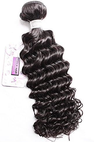 Bella Hair 100% Raw Unprocessed Brazilian Virgin Hair Deep Wave Human Hair Weave 1 Bundles 14" Natural Color