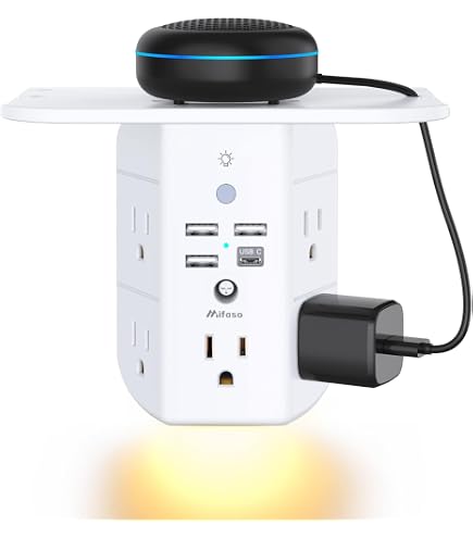 Philips 6-Outlet Wall Tap Extender – 2-Pack, Grounded 3-Prong Adapter With Circuit Breaker & Reset Button, White (ETL Listed)