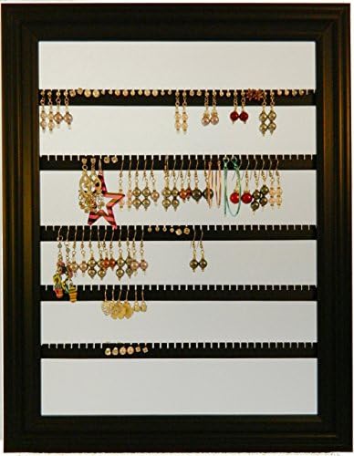 Earring Holder - Holds 100 pair - Made with a 10"x13" Picture Frame - Lucky Day Designs - Available in 4 Colors โ Black
