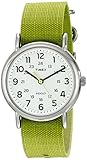 Timex Unisex TW2P659009J Weekender Stainless Steel Watch with Lime Green Nylon Band