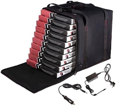 UltimateHeat 12V 24V Large Insulated Heated 10 Pizza Box Size Hot Food Delivery Bag with Car & Mains Adapter