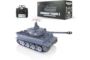 wheelfun 2.4Ghz Heng Long 1/16 Scale 7.0 Plastic Ver German Tiger I RTR RC Tank 340° Rotating Turret Infrared Combat Smoking Unit Lifting Barrel Light Sound 3818 Model BB Shooting, US in Stock