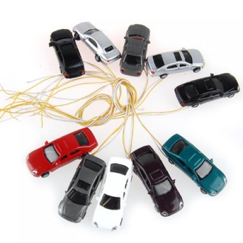 zalati Car Model 10pcs Car Toy with Lighting Cable for Sand Table Building Display