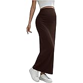OYOANGLE Women's Maternity High Waist Long Maxi Skirt Casual Solid Adjustable Skirts