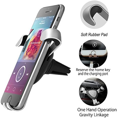VISNFA Car Phone Mount single hand pick and place the phone air vent car phone holder Super convenient for mobile phone GPS Other Devices (Silvery)
