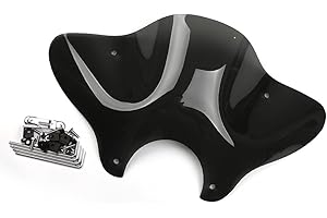 PSLER 7/8" Cruiser Windshield Windscreen with Mounting Kit for Universal Motorcycle (Black)
