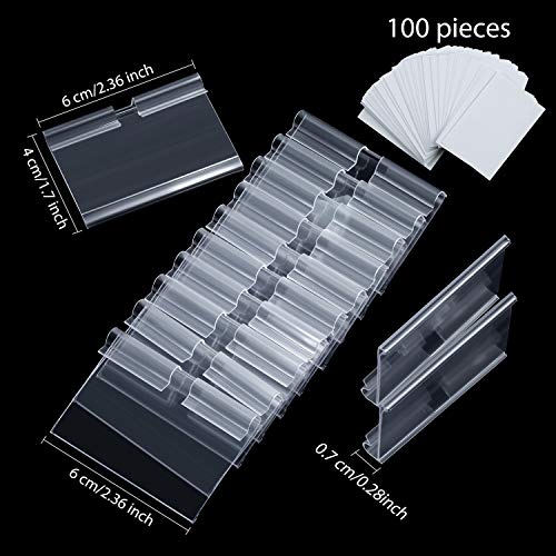Plastic Label Holders Clip on Labels Holders Clear Sign Display Holder with Labels Included for