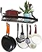 DecoBros Wall Mount Square Grid Pot Pan Rack includes 8 hooks, 25 by 12-inch,Bronze