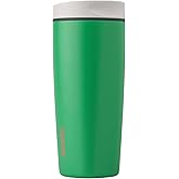 Owala SmoothSip Slider Insulated Stainless Steel Coffee Tumbler, Reusable Iced Coffee Cup, Hot Coffee Travel Mug, BPA Free 20 oz, Grey/Green (Sour Apple)