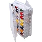 Chemlliy 46 Grids Sewing Organizer, Double Sided Thread Box Storage, Portable Clear Plastic Organizer Box for Embroidery and Sewing Threads, Embroidery Floss, Crafts, Small Toys (Clear)