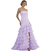 Tiered Polka Dot Prom Dresses 2026 Strapless Corset Vintage Formal Evening Party Gown for Women with Slit