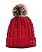 Brook + Bay Pom Pom Beanie Winter Hat for Women - Faux Fur Pompom Warm, Thick & Chunky Soft Cable Knit Hats - Cute & Trendy Cold Weather Knitted Caps - Stylish & Trendy Snow & Ski Beanies for Ladies