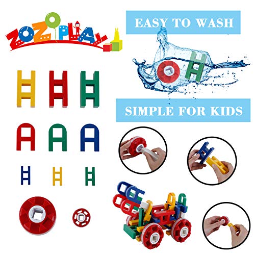 ZoZoplay STEM Learning Toy Engineering Creative Construction Building Blocks Kids Educational Toy Set for Boys and Girls Ages 3 4 5 6 7 8 9 Yr Old (80 PCS)