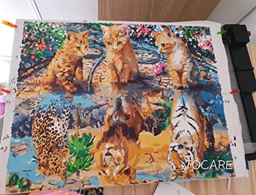 TOCARE Malen-nach-Zahlen-Set für Erwachsene, Kinder, Anfänger, Kätzchen, Katze, Tier, Ölgemälde, Zahlen-Set, 50,8 x 40,6… – Bild 3