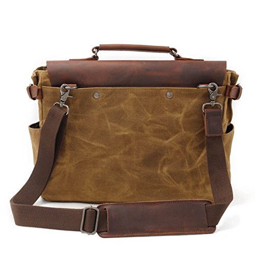 Neuleben Kameratasche Vintage Wasserdicht Canvas Leder Fototasche für DSLR Objektiv Shultertasche Aktentasche Multifungktion (Braun) – Bild 4