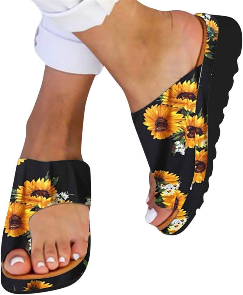 Gibobby Womens SandalsSandals for Women Platform,Orthopedic Bunion Corrector Sandals,Comfy Platform Flat Shoes for Women Casual Soft Big Toe Foot Correction Sandal,Summer Beach Travel Sandal Shoes