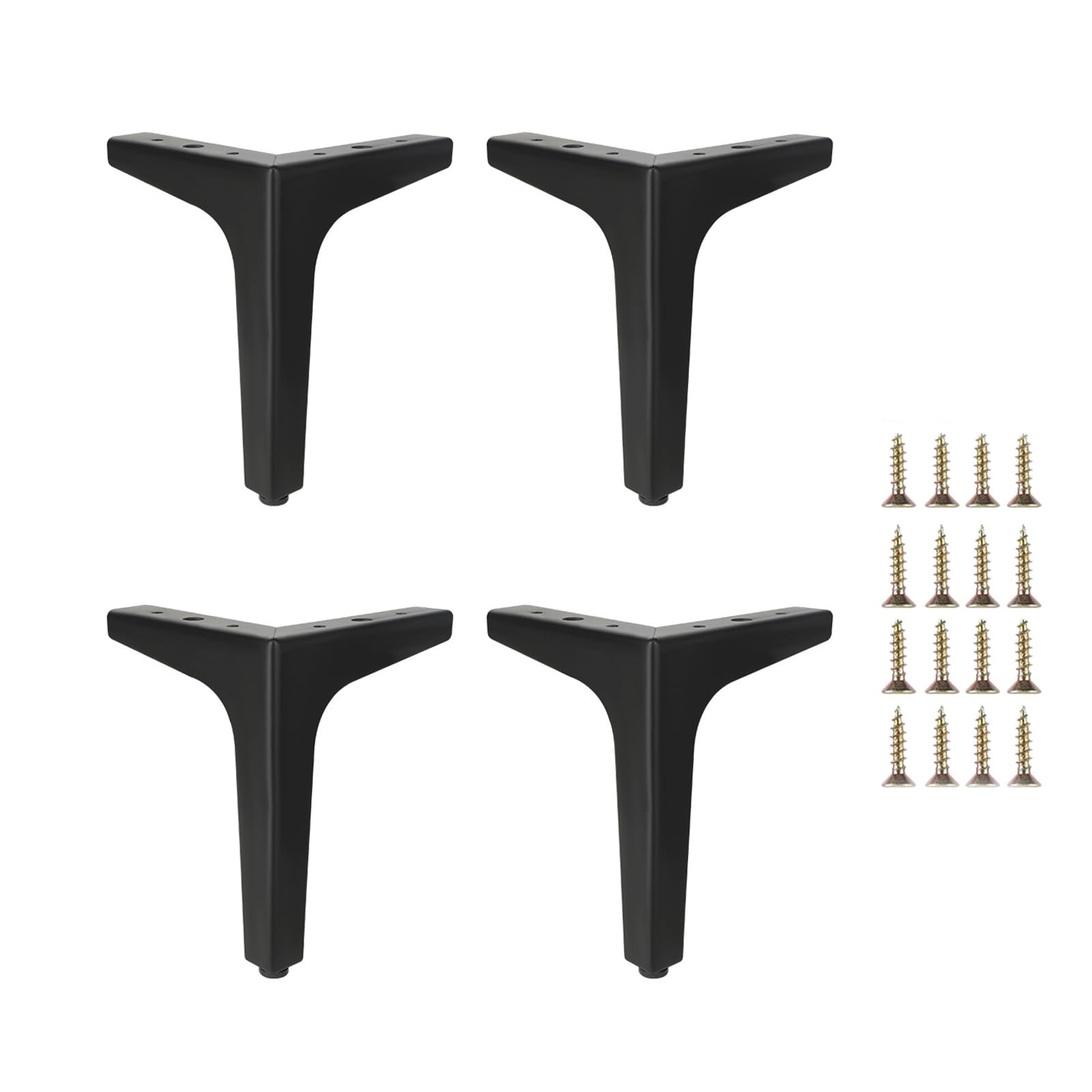 Hniuyun 4 Pcs Metal Furniture Legs, Modern Style Furniture Sofa Legs, Heavy Duty Replacement Legs for Bookshelf, Cabinet, Desk, Chair, Sofa, Nightstand (Black/17cm)