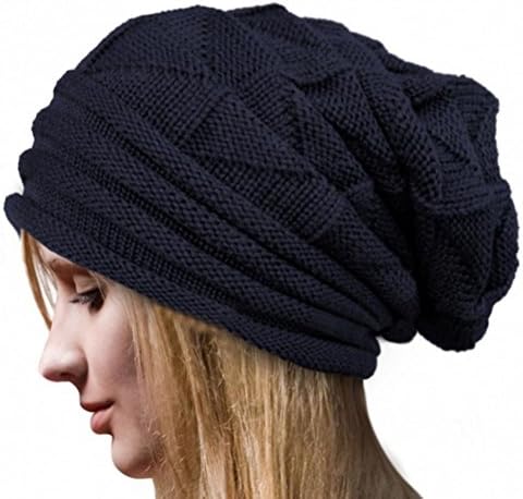 Blackobe Unisex Warm Winter Hat Fashion Slouchy Beanie Knit Skull Cap (Navy)
