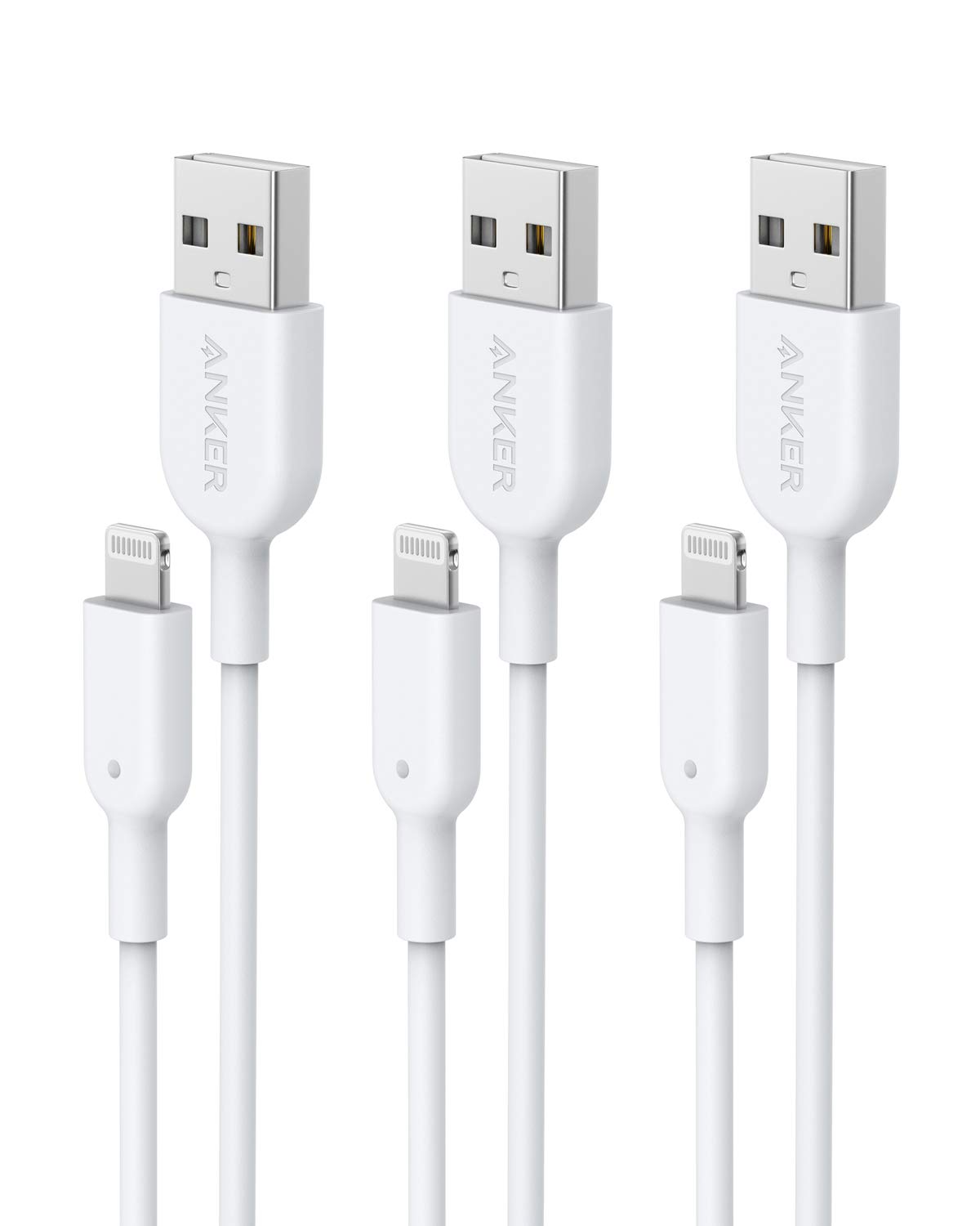 Anker Lightning Cable, Powerline II [3ft MFi Certified] iPhone Charger Cable/Sync Lightning Cord Compatible for iPhone 14 Plus 14 14 Pro Max 13 13 Pro 12 11 X XS XR (3-Pack)