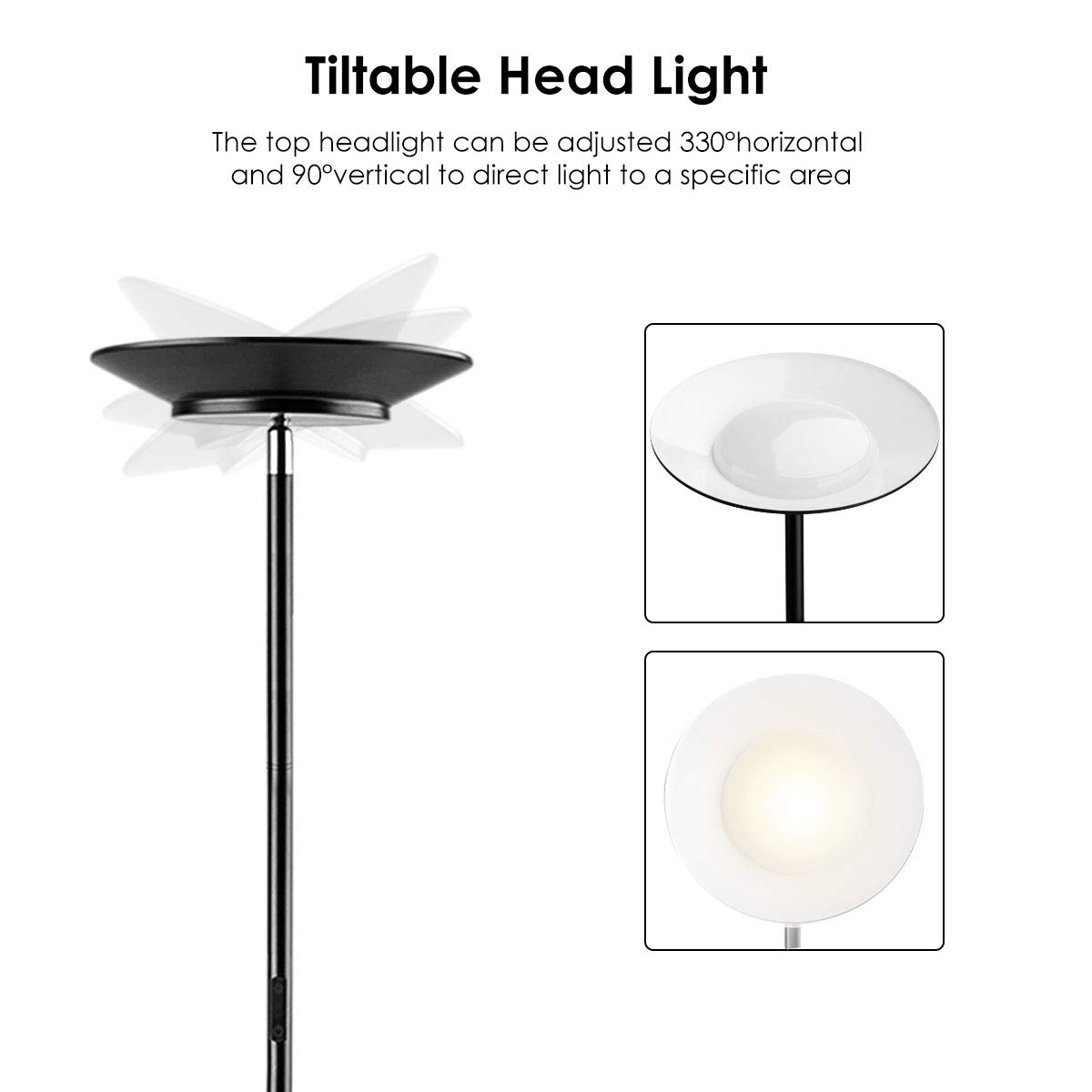 Floor Lamps, Joly Joy 30W LED Torchiere Super Bright Floor Lamp, Dimmable LED Floor Light with Remote Control and Touch Control, Standing Lamp with Stepless Dimmer for Living Room, Office and Bedroom