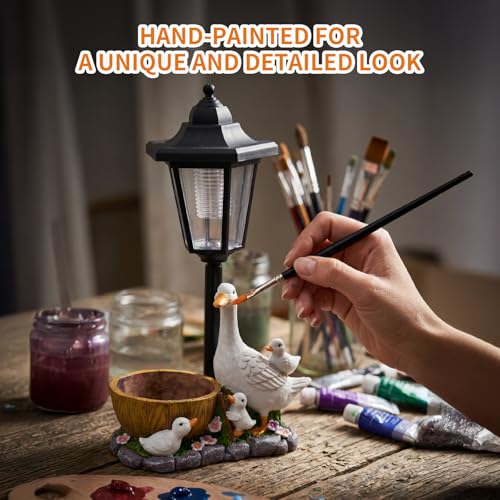 2026 Garden Duck Statues with Solar Lantern Flowerpot Outdoor Decoration, Duck Figurines Yard Art Sculptures for Patio Lawn Backyard Porch Ornaments, Yard Ornament- Unique Mother's Day Birthday Gifts