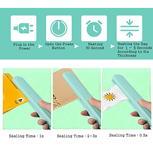 BESTEASY Heat Sealer Handheld, Food Bag Heat Bag Sealer Airtight Food Storage Saver Portable Handheld Pressure Sealing Machine Smart Control Corrugated Suspension Heating Sheet for Airtight Food Bag - Thumbnail 3