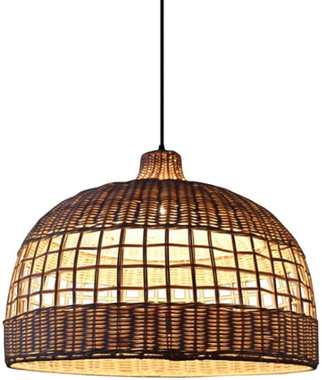 Rattan Fabric Chandelier Country Style Wicker Rattan Hanging Lamp Shade