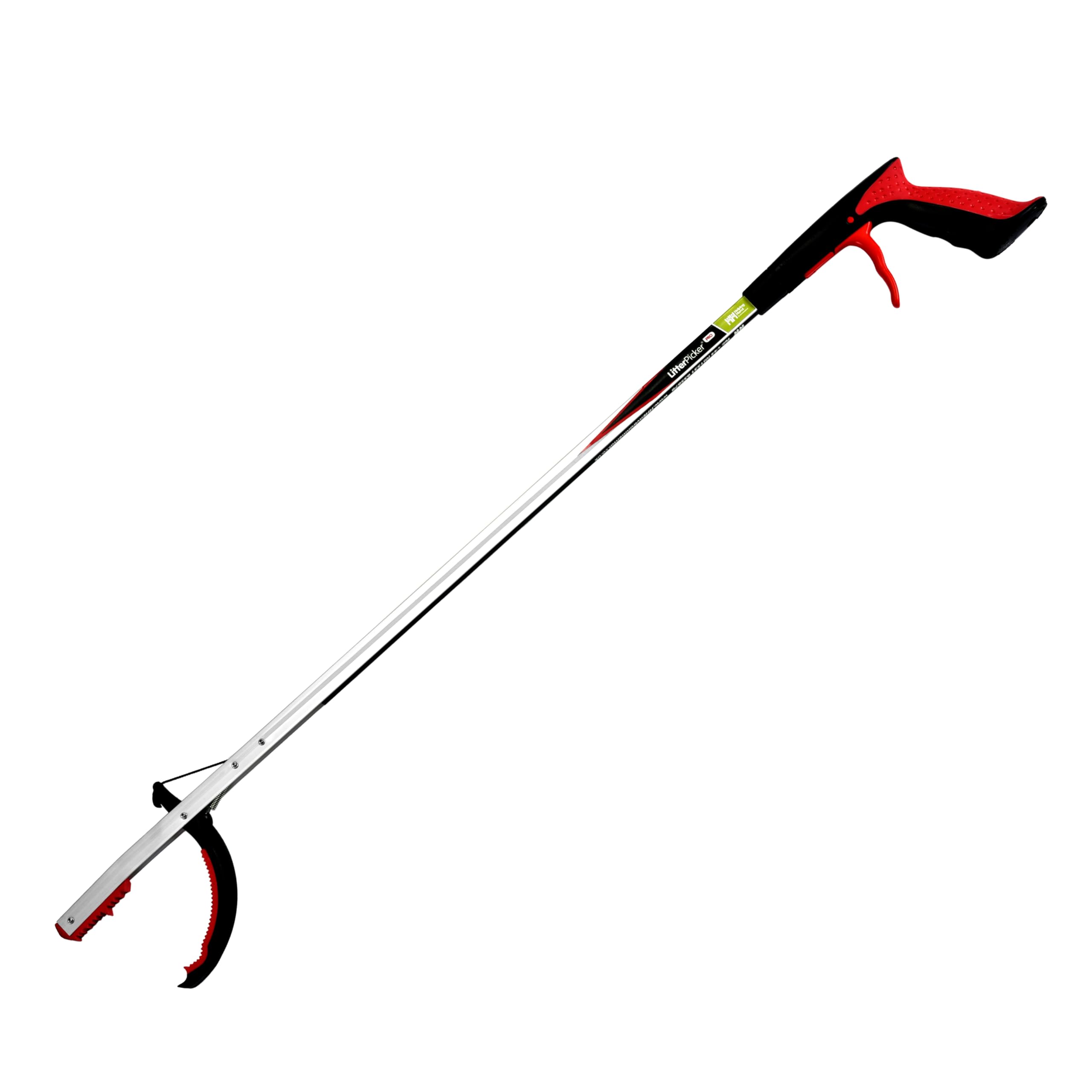 The Helping Hand Company Litter Grabber PRO 33”/85cm, Heavy Duty Litter Picker with Secure Comfortable Grip, Rubbish & Leaf Picker, Red/Silver