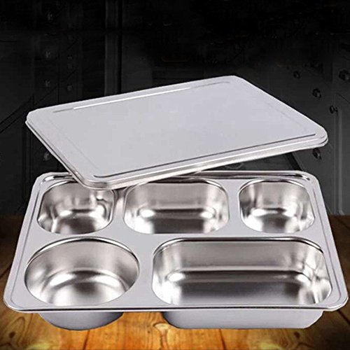Zehui Deepen Fast Food Cassette Stainless Steel Lunchbox Divided Lunch Food Container Bento Box Tray with Cover 304 Material