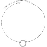 Ladytree S925 Sterling Silver Dainty Simple Choker Necklace,Rolo Chain,Adjustable 13 inches to 16 inches
