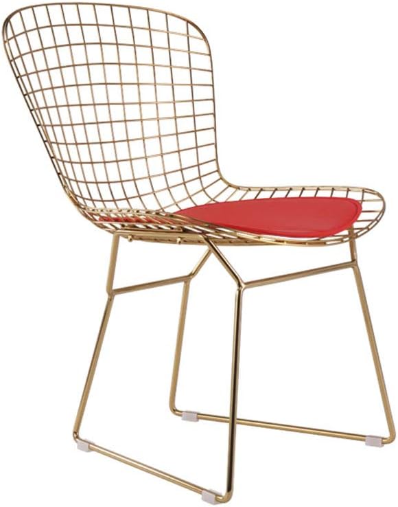 JYKOO Modern Iron Dining Chair, Hollow Chair, Armchairmodern Coffee Chair Home Decoration,Red
