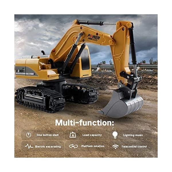 LKNJLL RC Bagger BAU Traktor Fernbedienung Bagger 6-Kanal-2.4G Baufahrzeug Digger Elektronik Hobby Spielzeug for Kinder… – Bild 6