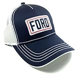 Navy Blue & White Ford Mesh Trucker Adjustable Snapback Hat