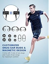 Auriculares inalámbricos con Bluetooth, Auriculares deportivos KLOKOL Estéreo liviano Cancelación de ruido resistente al sudor con micrófono Auriculares Auriculares inalámbricos en auriculares para iPhone Gimnasio (Negro)