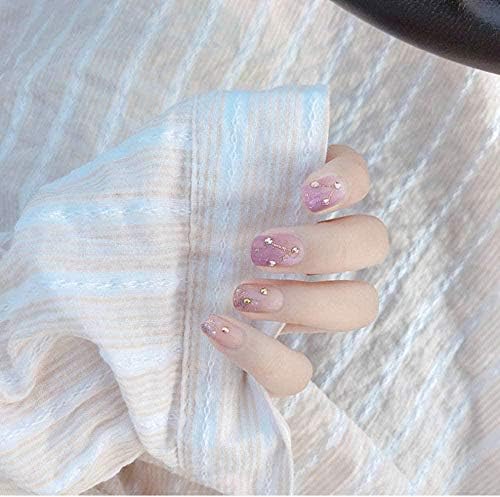 偽爪女性エレガント24ピースかわいいピンクカラープレスネイル女性スウィートブラックホワイトプリント