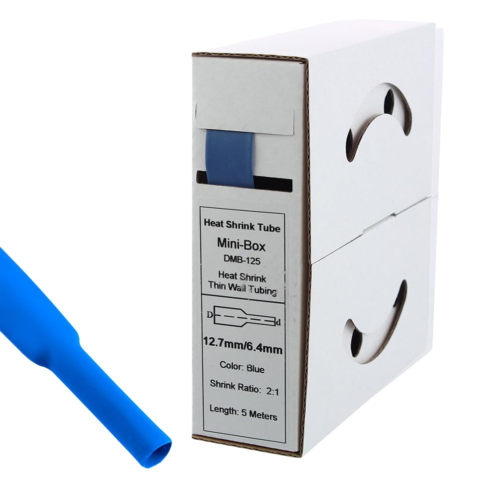 Offgridtec Heat Shrink Tube 5 m 12.7 mm > 6.4 mm Blue Dispenser Box Workshop Car