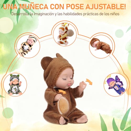 ZVXCABV 16 Piezas de Mini Muñecas Renacidas, Mini Muñecas Durmientes, Muñecas Realistas con Ropa Linda y Botellas de Leche, Adecuadas para Regalar Juguetes A Niñas, Juguetes para Niños (16)