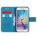 Galaxy S6 Edge Case,Pu Leather Kickstand Wallet Case with Inner Rubber Bumper Cover Full Protective Cover with Card Holder Creative Gift for Birthday Xmas for Samsung Galaxy S6 Edge -Sunflower Blue