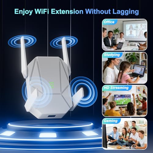 WiFi Extender, 2026 15X Fastest WiFi 6 Booster AX1800 | (5.8/2.4GHz) 18,999 sq.ft Long Range and 135+ Devices, WiFi Extender Signal Booster for Home with Ethernet Port (White)