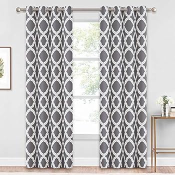 KGORGE Living Room Curtains with Modern Pattern Lattice Print, Grommet Top Window Treatment Panels for Room Decor/Light Block/Thermal Insulated, Wide 52