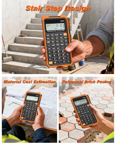 Construction Calculator with Writing Tablet Industrial & Scientific ROATEE Engineering Calculator for Contractor, Concrete Pocket Feet-inch-Fraction Calculators for Carpenter, Framer, Remodeler
