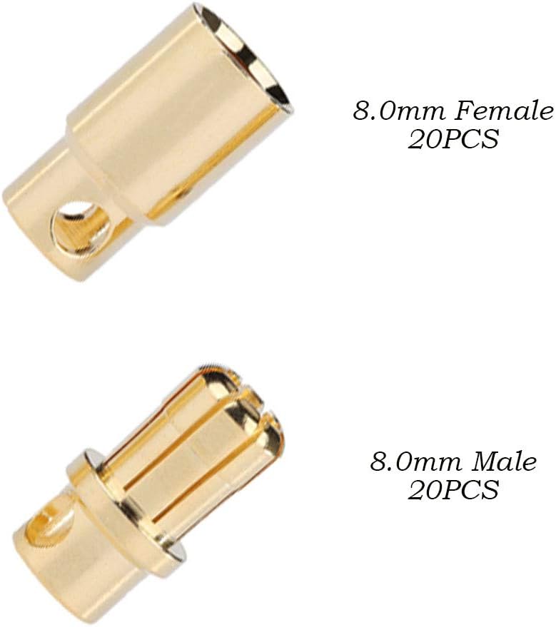 FLY RC 20 works Gold-Plated 8mm 8.0m Banana Plug Bullet Male Female Connector Adapter for ESC Motor RC Lipo Battery - Image 3