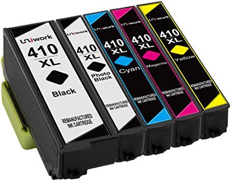 Uniwork 410XL Remanufactured Ink Cartridge (5 Pack) for Epson 410XL 410 XL Replacement for Epson XP-830 XP-640 XP-530 XP-630 XP-635 Printer