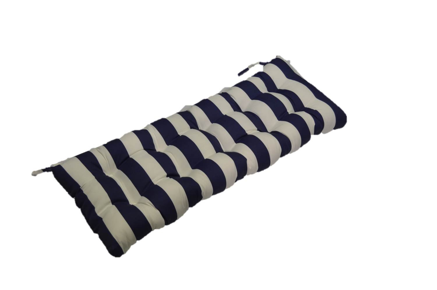 Amazon Com Resort Spa Home Decor Navy Blue And White Stripe Indoor Outdoor Tufted Cushion For Bench Swing Or Glider Choose Select Size 44 X 20 Home Kitchen